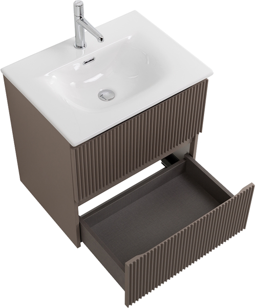 Тумба под раковину подвесная BelBagno Uno-Mini 60 см бежевый матовый, моноблок - фото 5