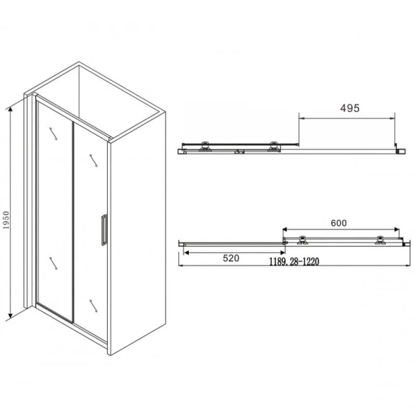 Душевая дверь Abber Schwarzer Diamant 120 см профиль черный - фото 2