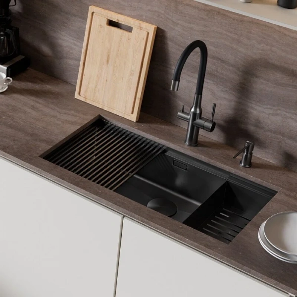 Мойка для кухни Lemark Tabaga 82 см чёрный матовый, без крыла - фото 6