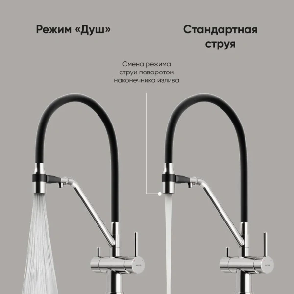 Смеситель для кухни Sancos Dora никель, с 1 монтажным отверстием - фото 9