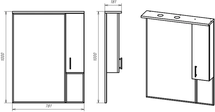 Зеркальный шкаф с подсветкой Misty Амбра 80 см белый, правый, 80 см - фото 3