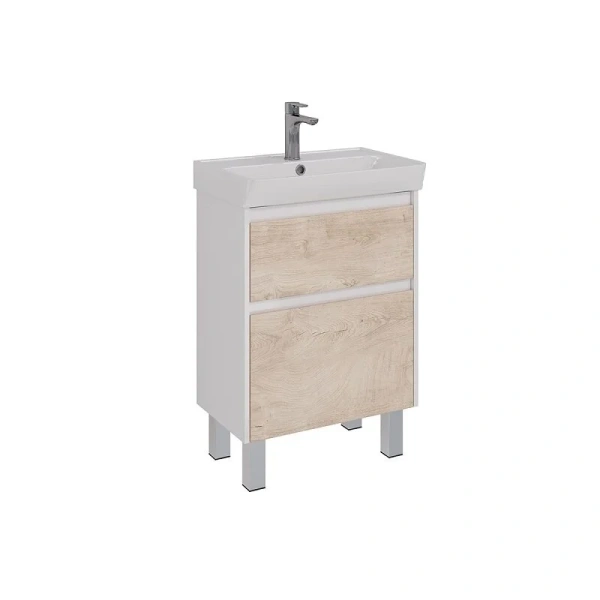 Тумба с раковиной Lemark Combi LM03C60T 60 см 2 ящика, белая, бежевая, серая, комбинированная - фото 7