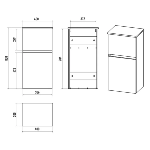 Шкаф подвесной Misty Ива 40 см графит/дуб вотан, нет в наличии - фото 2