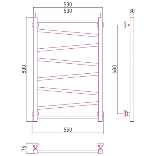 Полотенцесушитель водяной Сунержа Сирокко 50х80 см состаренная латунь - фото 3