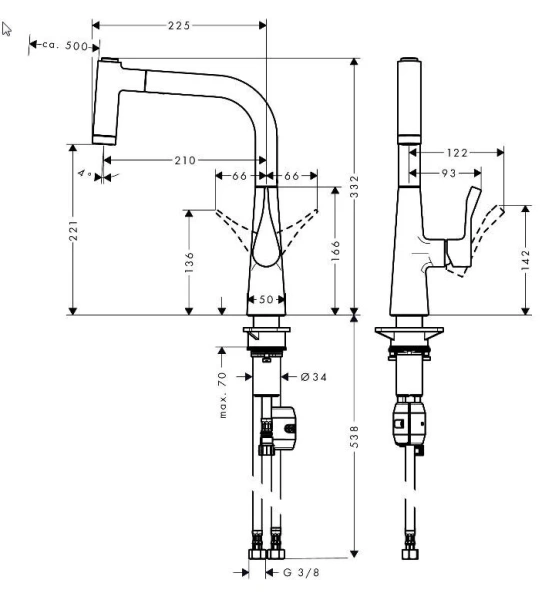 Смеситель для кухни Hansgrohe Metris M71 хром, для кухни - фото 2