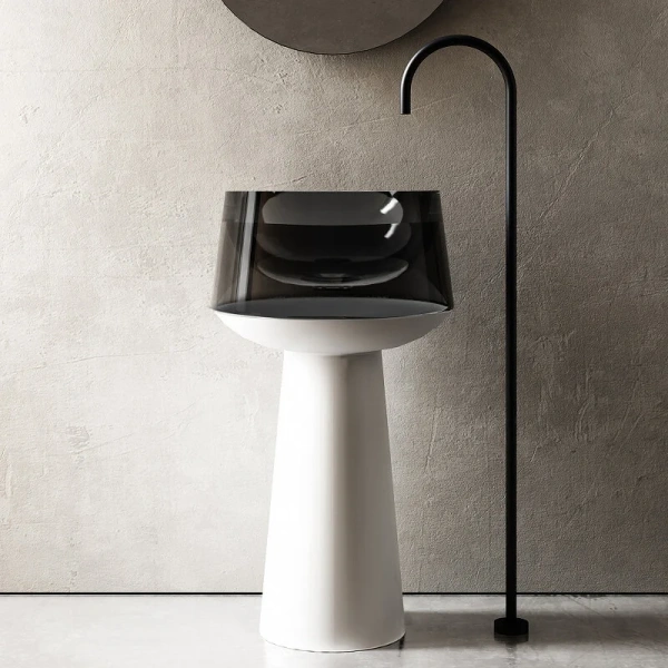 Раковина напольная Abber Kristall 50 см белая/черная - фото 3