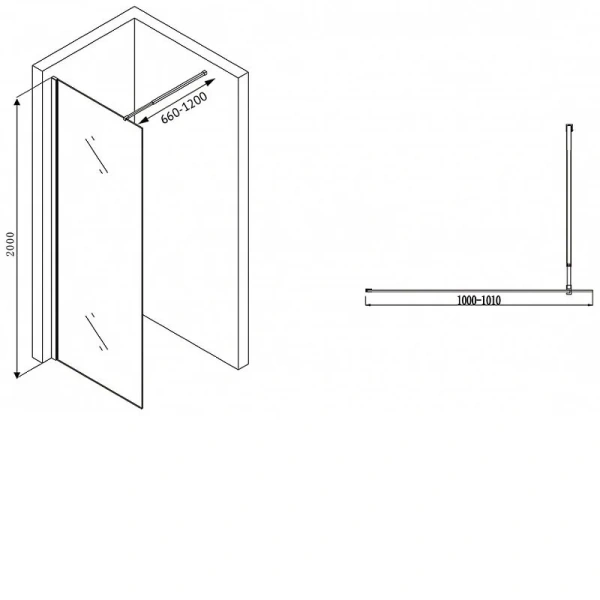 Душевая перегородка Abber Immer Offen 100 см стекло прозрачное - фото 2