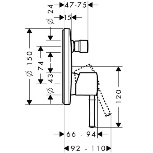 Смеситель для ванны однорычажный хром Hansgrohe, Talis Classic - фото 2