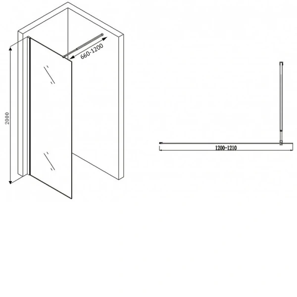 Душевая перегородка Abber Immer Offen 120 см стекло прозрачное - фото 2