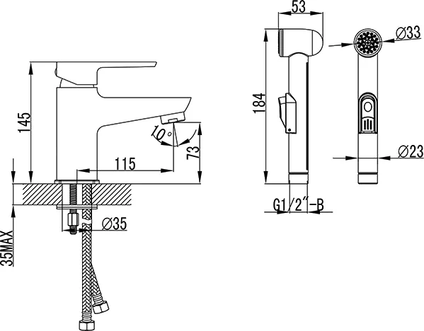 Смеситель для раковины с гигиеническим душем Ravak BM 011.00 X070076 - фото 3