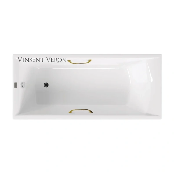Чугунная ванна Vinsent Veron Devon VDV1757545H/VH0012GD, 175 x 75 см, ручки золото, цвет белый - фото 1