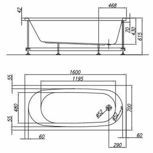 Акриловая ванна Kolpa-San Quat Tamia 531300 160 х 70 см, белый - фото 2