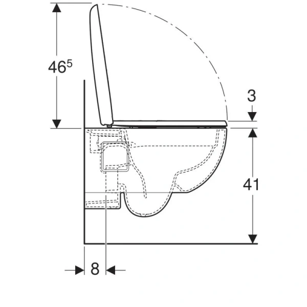 Унитаз подвесной Geberit Renova с сиденьем микролифт, с горизонтальным, прямым выпуском, с прямым выпуском - фото 7