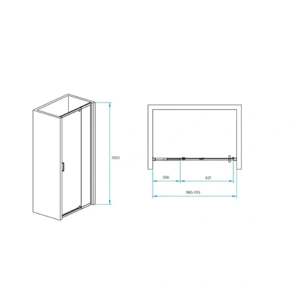 Душевая дверь в нишу RGW Passage PA-008B 100 см профиль черный, стекло прозрачное, современные, hi-tech - фото 2