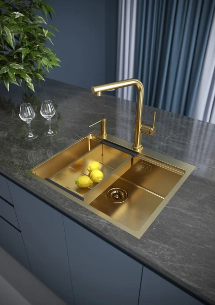 Мойка для кухни Paulmark Brim-Pro 59 см брашированное золото, золотые - фото 6