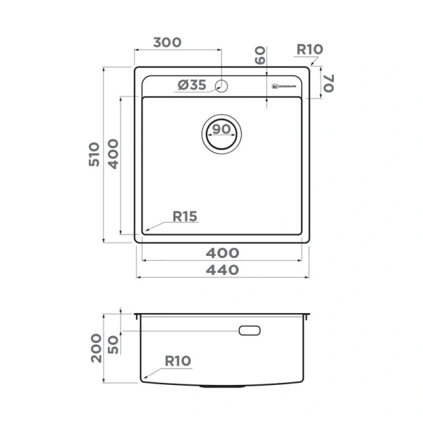 Мойка для кухни Omoikiri Daisen-44-IN 44 см нержавеющая сталь - фото 2