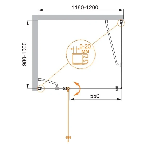 Душевой уголок Cezares Elena 120x100 см прозрачное стекло - фото 2