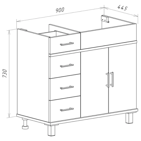 Тумба под раковину напольная Misty Купер 90 см белая, напольная, пристенная - фото 4