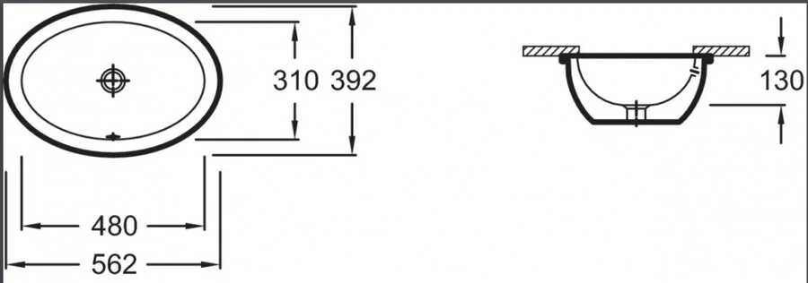Раковина Jacob Delafon Vox 56 см встраиваемая - фото 2