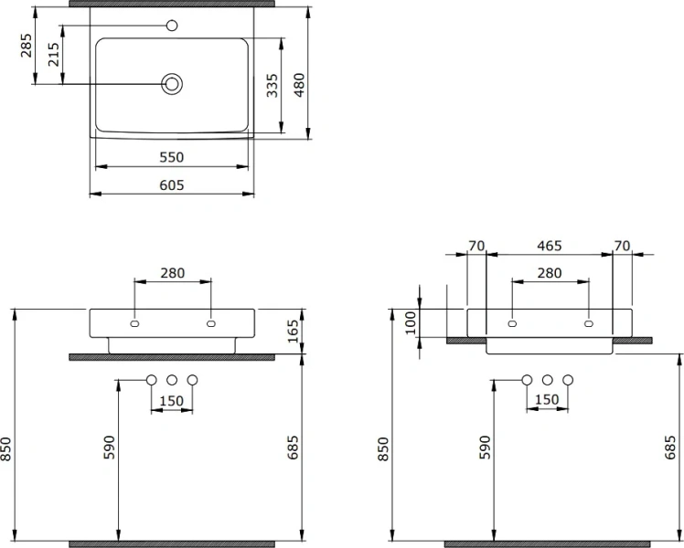 Раковина BERGES Strati 60 см белая, прямоугольной формы - фото 5