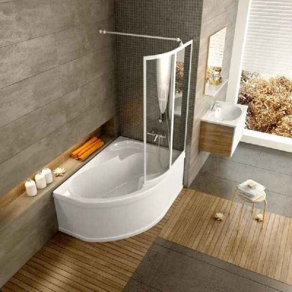 Шторка для ванны, правый вариант, пластик рейн, Ravak ROSA VSK2 140 R 76P7010041, недорогие - фото 3