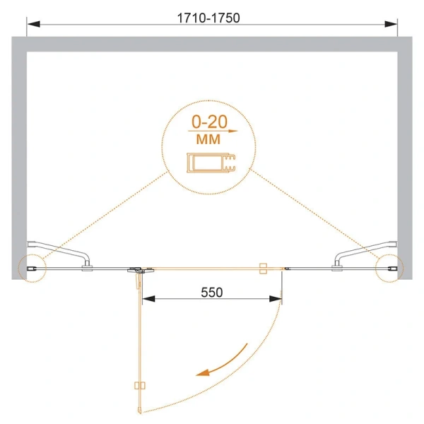 Душевая дверь в нишу Cezares Bergamo 175 см левая - фото 2