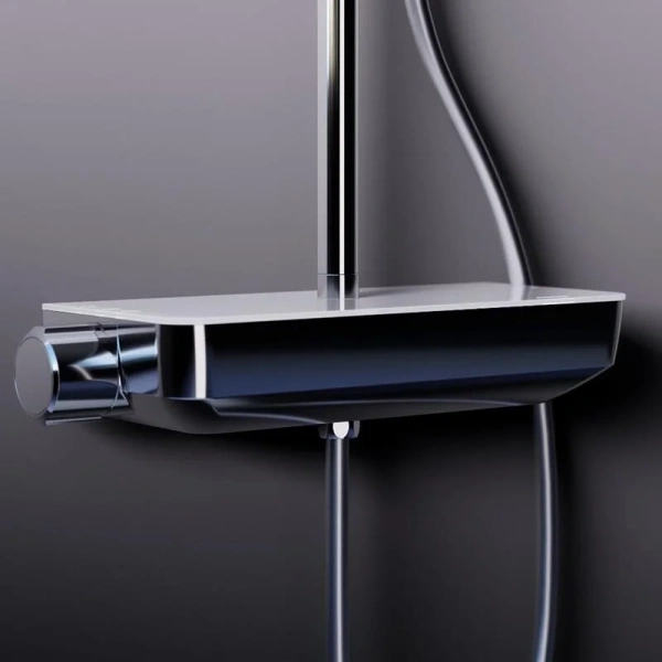 Душевая стойка Damixa Scandinavian Pure 936780 со смесителем и полкой, с изливом - фото 5