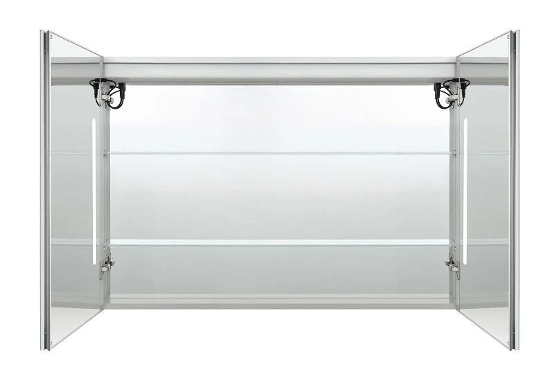 Зеркальный шкаф с подсветкой Акватек 100 см с двумя распашными дверками, хром - фото 5