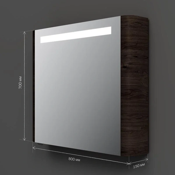 Зеркальный шкаф с подсветкой Am.Pm Sensation 80 см левый табачный дуб - фото 4