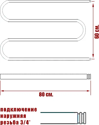 Полотенцесушитель водяной Ника Simple 60x80 см хром, хром - фото 3
