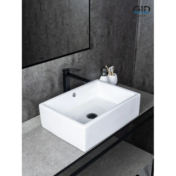 Раковина GID Geometrico N9129 51 см белая, в форме чаши, прямоугольной формы - фото 5