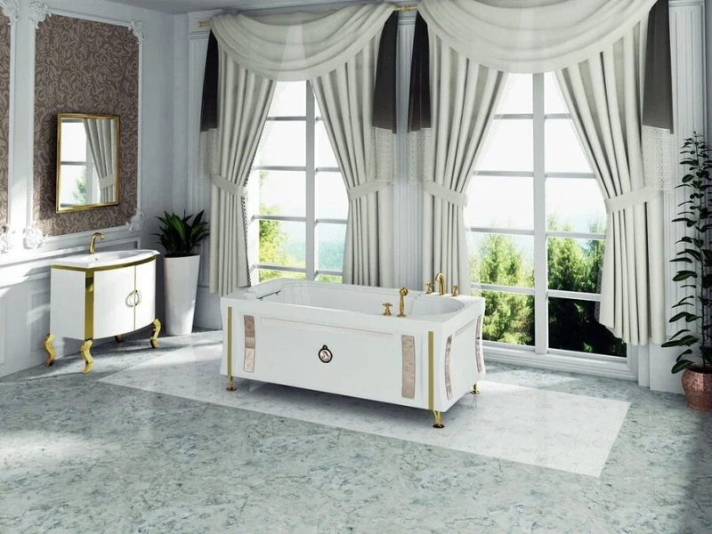Акриловая ванна Fra Grande Анабель 4-01-3-0-1-417, 170 x 85 см, рама-подставка на декоративных ножках, подголовник, золото - фото 3