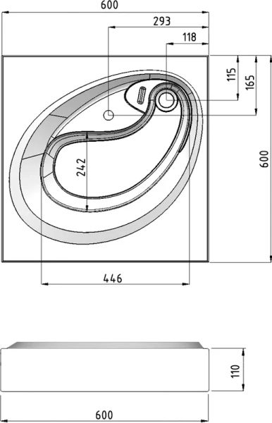 Раковина над стиральной машиной Grossman Alvaro 60 см белая, квадратная, кувшинка - фото 5