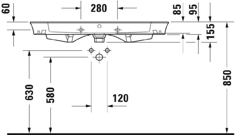 Раковина Duravit White Tulip 105.5 см белая - фото 3