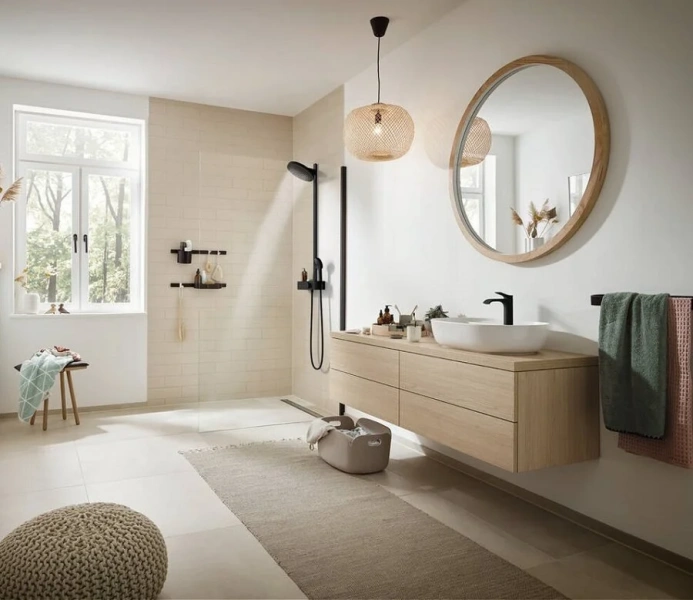 Душевая стойка Hansgrohe Pulsify черная матовая, с термостатом - фото 6