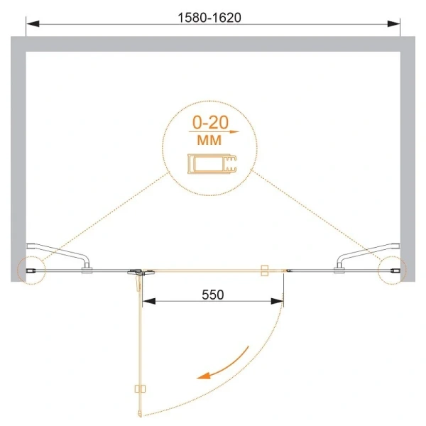 Душевая дверь в нишу Cezares Bergamo 160 см правая - фото 2