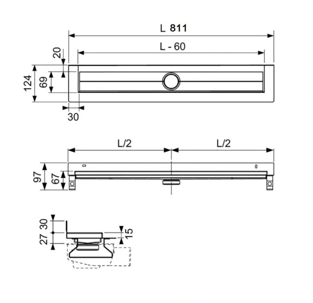 Дренажный канал Tece TECEdrainline 75 см для пристенного монтажа - фото 3