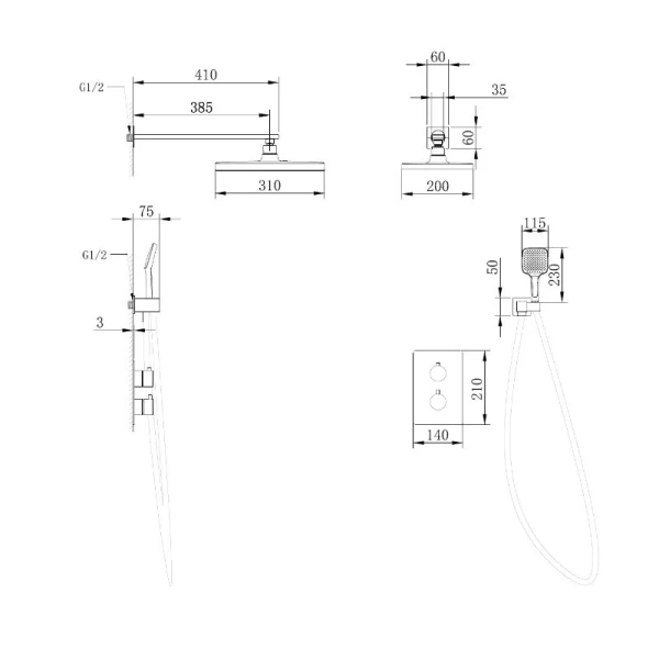 Душевой комплект Abber Weiss Insel белый, белые - фото 3