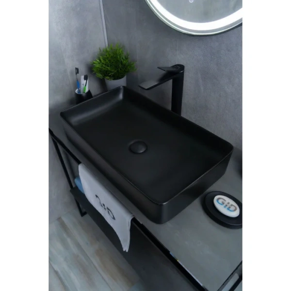Раковина GID Geometrico Bm9396 60 см черная матовая, в форме чаши, прямоугольной формы - фото 5