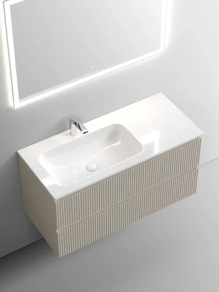 Тумба под раковину подвесная Sancos Snob T 100 см левая, beige soft, 100 см - фото 6