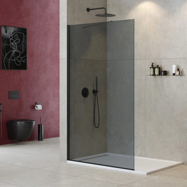 Душевая перегородка Cezares Liberta 120 см стекло графит, профиль черный - фото 4