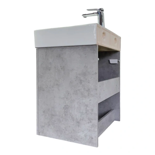 Тумба с раковиной подвесная Comforty Асти 60П 60 см бетон светлый - фото 3