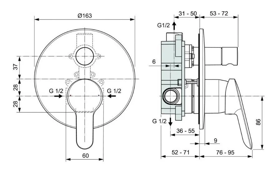 Смеситель для душа Ideal Standard Dot 2.0 хром - фото 2