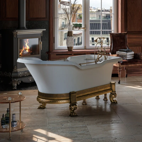 Ванна из искусственного камня Migliore Impero Affusto 180х87 см фурнитура бронза - фото 3