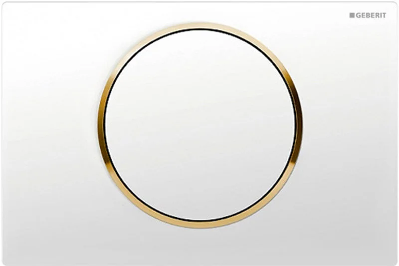 Клавиша смыва Geberit Sigma 10 белая/обод золото - фото 1