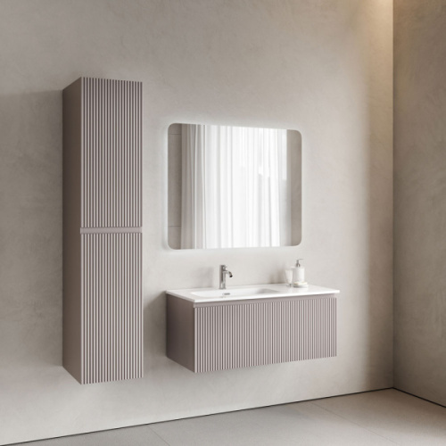 Тумба под раковину подвесная Sancos Snob R 1.0 100 см левая doha soft, серая - фото 7