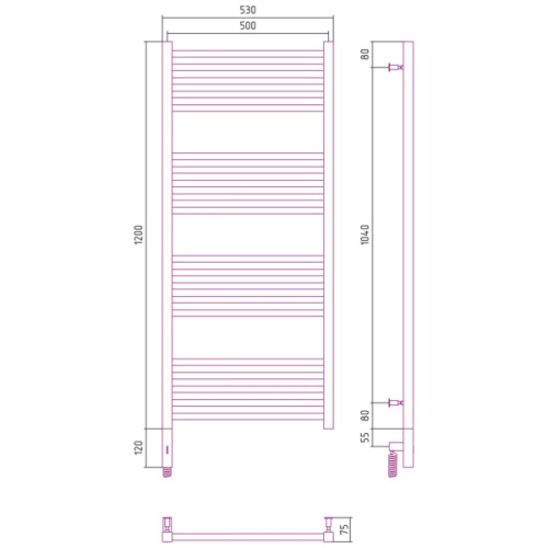 Полотенцесушитель электрический Сунержа Модус 3.0 50x120 см левый другие цветовые решения - фото 3