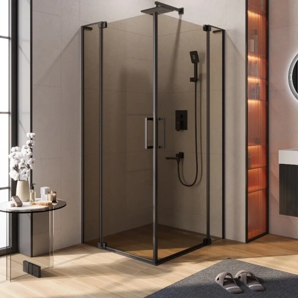 Душевой уголок Cezares Slider 90х100 см стекло серое профиль оружейная сталь - фото 4