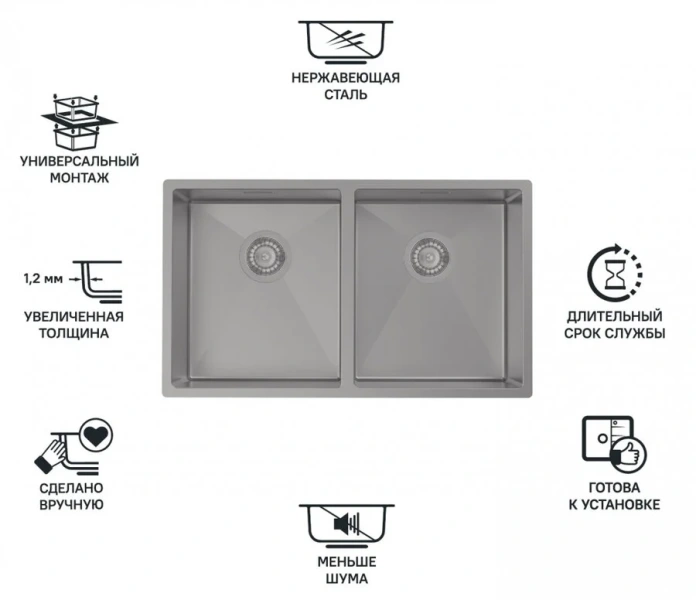 Мойка для кухни IDDIS Edifice 75 см графит, другие - фото 5