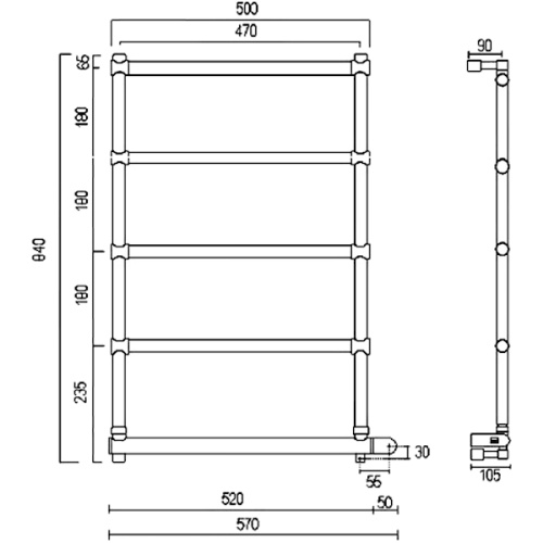 Полотенцесушитель электрический Margaroli Sole 542-5 Box, 5 секций, современные, hi-tech - фото 2